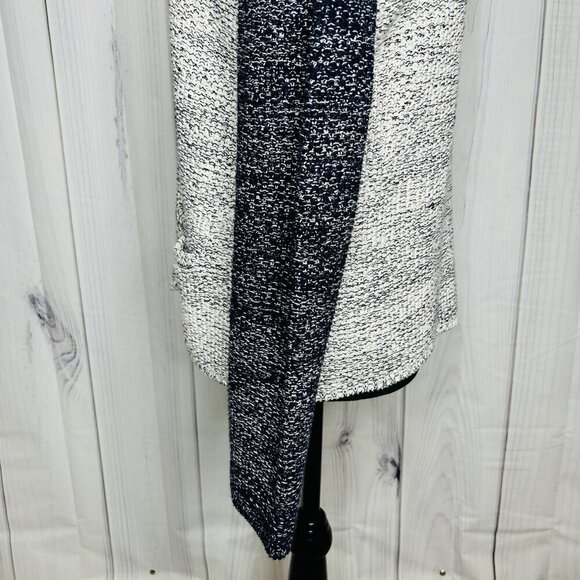 Talbots Sweater Womens Sz M Sparkly Full Zip Colorblock Pockets Gray Navy - Picture 9 of 12